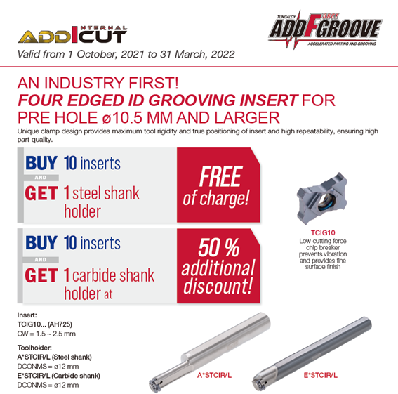 New product of November 2021 "AddInternalCut" from Tungaloy