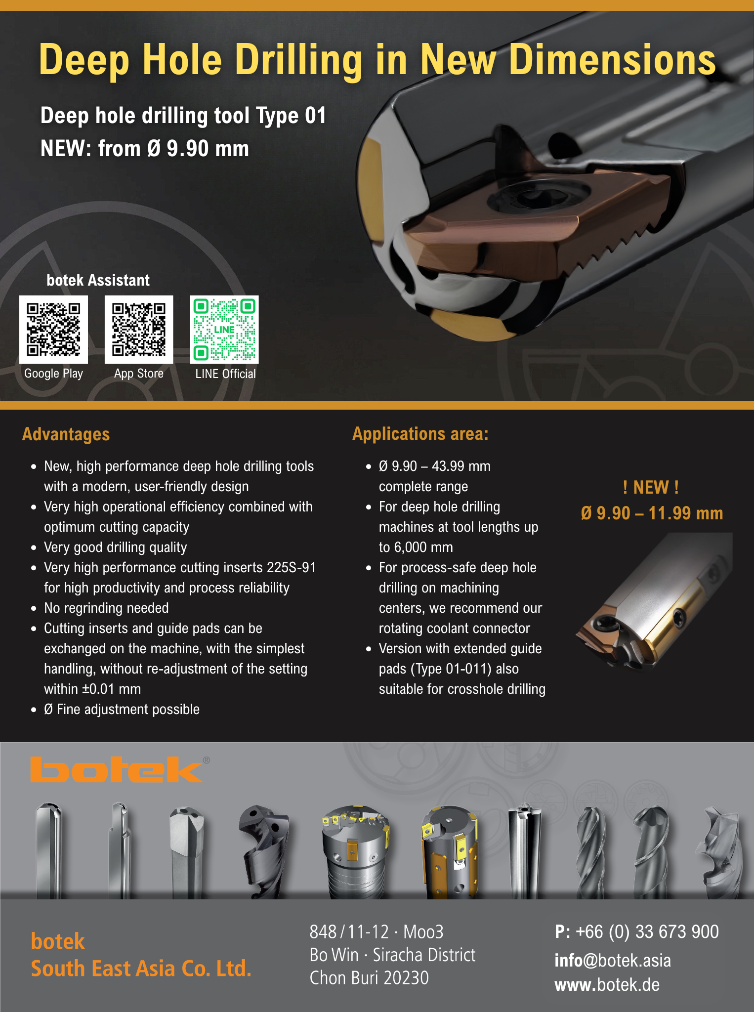 ดอกสว่านเจาะรูลึก Botek Type 01 เทคโนโลยีความแม่นยำสูงสำหรับงาน Deep Hole Drilling