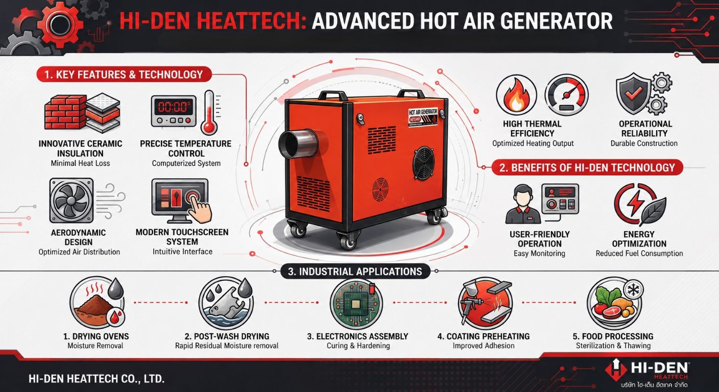 Hot Air Generator เครื่องกำเนิดลมร้อน จาก HI-DEN Heattech ยกระดับระบบให้ความร้อนอุตสาหกรรมอย่างมีประสิทธิภาพ