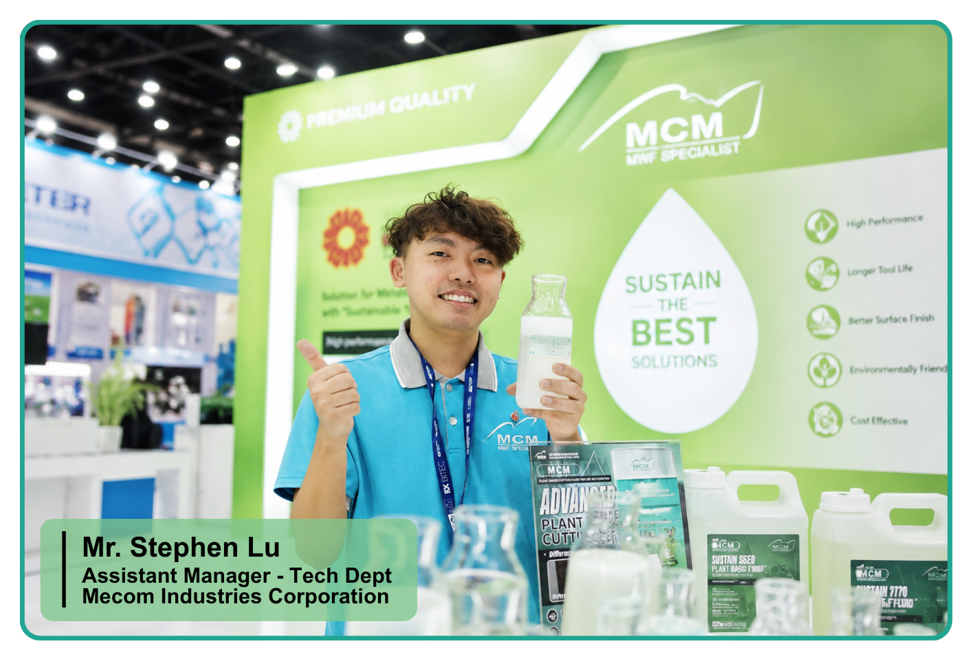 Mr. Stephen Lu, Assistant Manager, Mecom Industries Corporation Taiwan Excellence 2026 MCM Taiwan
Manufacturing Expo 2026 Nepcon Thailand Intermold Thailand 